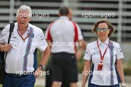 (L to R): Pat Symonds (GBR) Williams Chief Technical Officer with Claire Williams (GBR) Williams Deputy Team Principal. 01.04.2016. Formula 1 World Championship, Rd 2, Bahrain Grand Prix, Sakhir, Bahrain, Practice Day