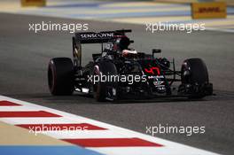 Stoffel Vandoorne (BEL) McLaren MP4-31. 01.04.2016. Formula 1 World Championship, Rd 2, Bahrain Grand Prix, Sakhir, Bahrain, Practice Day