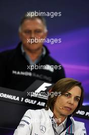 Claire Williams (GBR) Williams Deputy Team Principal in the FIA Press Conference. 01.04.2016. Formula 1 World Championship, Rd 2, Bahrain Grand Prix, Sakhir, Bahrain, Practice Day