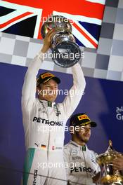1st place Nico Rosberg (GER) Mercedes Petronas AMG F1 and 3rd place Lewis Hamilton (GBR) Mercedes Petronas AMG F1. 03.04.2016. Formula 1 World Championship, Rd 2, Bahrain Grand Prix, Sakhir, Bahrain, Race Day.