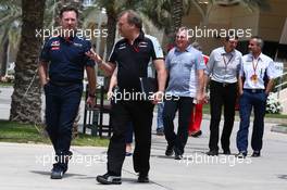 Team principals 'meeting to discuss about the qualifying system. Christian Horner (GBR), Red Bull Racing, Sporting Director and Robert Fernley (GBR) Sahara Force India F1 Team Deputy Team Principal. 03.04.2016. Formula 1 World Championship, Rd 2, Bahrain Grand Prix, Sakhir, Bahrain, Race Day.