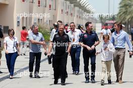 Robert Fernley (GBR) Sahara Force India F1 Team Deputy Team Principal and Christian Horner (GBR) Red Bull Racing Team Principal with other team principals heading to a meeting. 03.04.2016. Formula 1 World Championship, Rd 2, Bahrain Grand Prix, Sakhir, Bahrain, Race Day.