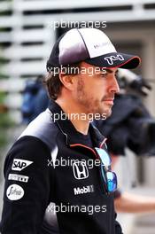 Fernando Alonso (ESP) McLaren. 31.03.2016. Formula 1 World Championship, Rd 2, Bahrain Grand Prix, Sakhir, Bahrain, Preparation Day.
