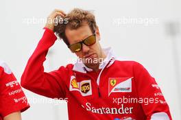 Sebastian Vettel (GER) Ferrari walks the circuit. 31.03.2016. Formula 1 World Championship, Rd 2, Bahrain Grand Prix, Sakhir, Bahrain, Preparation Day.