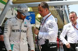 (L to R): Lewis Hamilton (GBR) Mercedes AMG F1 with Ron Meadows (GBR) Mercedes GP Team Manager and Paddy Lowe (GBR) Mercedes AMG F1 Executive Director (Technical). 11.11.2016. Formula 1 World Championship, Rd 20, Brazilian Grand Prix, Sao Paulo, Brazil, Practice Day.