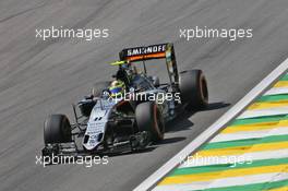 Sergio Perez (MEX) Sahara Force India F1 VJM09. 11.11.2016. Formula 1 World Championship, Rd 20, Brazilian Grand Prix, Sao Paulo, Brazil, Practice Day.