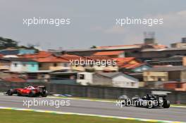 Nico Hulkenberg (GER) Sahara Force India F1 VJM09 follows Kimi Raikkonen (FIN) Ferrari SF16-H. 11.11.2016. Formula 1 World Championship, Rd 20, Brazilian Grand Prix, Sao Paulo, Brazil, Practice Day.