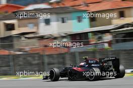 Jenson Button (GBR) McLaren MP4-31. 11.11.2016. Formula 1 World Championship, Rd 20, Brazilian Grand Prix, Sao Paulo, Brazil, Practice Day.