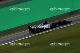 Lewis Hamilton (GBR) Mercedes AMG F1 W07 Hybrid with sensor equipment on the rear diffuser. 11.11.2016. Formula 1 World Championship, Rd 20, Brazilian Grand Prix, Sao Paulo, Brazil, Practice Day.