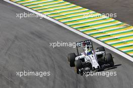 Felipe Massa (BRA) Williams FW38. 11.11.2016. Formula 1 World Championship, Rd 20, Brazilian Grand Prix, Sao Paulo, Brazil, Practice Day.