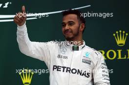 Race winner Lewis Hamilton (GBR) Mercedes AMG F1 celebrates on the podium. 13.11.2016. Formula 1 World Championship, Rd 20, Brazilian Grand Prix, Sao Paulo, Brazil, Race Day.