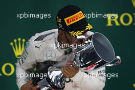 Race winner Lewis Hamilton (GBR) Mercedes AMG F1 celebrates on the podium. 13.11.2016. Formula 1 World Championship, Rd 20, Brazilian Grand Prix, Sao Paulo, Brazil, Race Day.