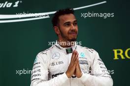 Race winner Lewis Hamilton (GBR) Mercedes AMG F1 celebrates on the podium. 13.11.2016. Formula 1 World Championship, Rd 20, Brazilian Grand Prix, Sao Paulo, Brazil, Race Day.