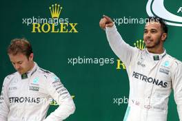 Nico Rosberg (GER) Mercedes AMG F1  and Lewis Hamilton (GBR) Mercedes AMG F1   13.11.2016. Formula 1 World Championship, Rd 20, Brazilian Grand Prix, Sao Paulo, Brazil, Race Day.