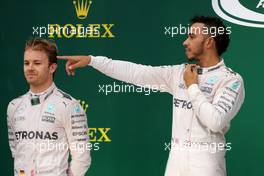 Nico Rosberg (GER) Mercedes AMG F1  and Lewis Hamilton (GBR) Mercedes AMG F1   13.11.2016. Formula 1 World Championship, Rd 20, Brazilian Grand Prix, Sao Paulo, Brazil, Race Day.