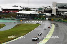 Lewis Hamilton (GBR) Mercedes AMG F1 W07 Hybrid leads behind the FIA Safety Car. 13.11.2016. Formula 1 World Championship, Rd 20, Brazilian Grand Prix, Sao Paulo, Brazil, Race Day.