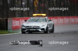The FIA Safety Car passes debris from the Sauber C35 of Marcus Ericsson (SWE) Sauber F1 Team. 13.11.2016. Formula 1 World Championship, Rd 20, Brazilian Grand Prix, Sao Paulo, Brazil, Race Day.