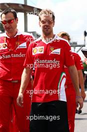 Sebastian Vettel (GER) Ferrari walks the circuit with the team. 10.11.2016. Formula 1 World Championship, Rd 20, Brazilian Grand Prix, Sao Paulo, Brazil, Preparation Day.