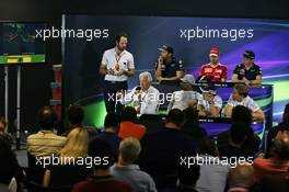 The FIA Press Conference (from back row (L to R)): Daniel Ricciardo (AUS) Red Bull Racing; Sebastian Vettel (GER) Ferrari; Max Verstappen (NLD) Red Bull Racing; Charlie Whiting (GBR) FIA Delegate; Lewis Hamilton (GBR) Mercedes AMG F1; Felipe Massa (BRA) Williams; Nico Rosberg (GER) Mercedes AMG F1.  10.11.2016. Formula 1 World Championship, Rd 20, Brazilian Grand Prix, Sao Paulo, Brazil, Preparation Day.