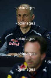 Franz Tost (AUT) Scuderia Toro Rosso Team Principal and Christian Horner (GBR) Red Bull Racing Team Principal in the FIA Press Conference. 10.06.2016. Formula 1 World Championship, Rd 7, Canadian Grand Prix, Montreal, Canada, Practice Day.