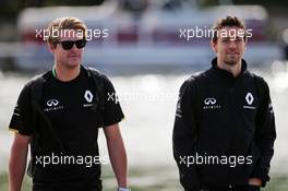 Jolyon Palmer (GBR) Renault Sport F1 Team (Right) with Jack Clarke (GBR) Driver and Physio. 10.06.2016. Formula 1 World Championship, Rd 7, Canadian Grand Prix, Montreal, Canada, Practice Day.