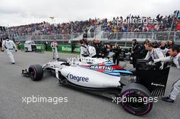 Valtteri Bottas (FIN) Williams FW38 on the grid. 12.06.2016. Formula 1 World Championship, Rd 7, Canadian Grand Prix, Montreal, Canada, Race Day.
