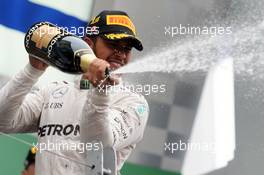 Race winner Lewis Hamilton (GBR) Mercedes AMG F1 celebrates on the podium. 12.06.2016. Formula 1 World Championship, Rd 7, Canadian Grand Prix, Montreal, Canada, Race Day.