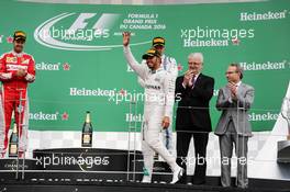 Race winner Lewis Hamilton (GBR) Mercedes AMG F1 celebrates on the podium. 12.06.2016. Formula 1 World Championship, Rd 7, Canadian Grand Prix, Montreal, Canada, Race Day.