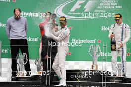 Race winner Lewis Hamilton (GBR) Mercedes AMG F1 celebrates on the podium. 12.06.2016. Formula 1 World Championship, Rd 7, Canadian Grand Prix, Montreal, Canada, Race Day.