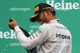 Race winner Lewis Hamilton (GBR) Mercedes AMG F1 celebrates on the podium. 12.06.2016. Formula 1 World Championship, Rd 7, Canadian Grand Prix, Montreal, Canada, Race Day.