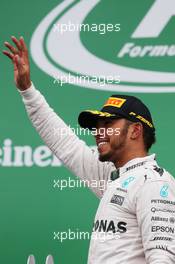 Race winner Lewis Hamilton (GBR) Mercedes AMG F1 celebrates on the podium. 12.06.2016. Formula 1 World Championship, Rd 7, Canadian Grand Prix, Montreal, Canada, Race Day.