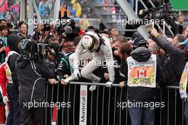 Race winner Lewis Hamilton (GBR) Mercedes AMG F1 celebrates in parc ferme. 12.06.2016. Formula 1 World Championship, Rd 7, Canadian Grand Prix, Montreal, Canada, Race Day.