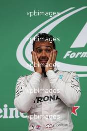 Race winner Lewis Hamilton (GBR) Mercedes AMG F1 celebrates on the podium. 12.06.2016. Formula 1 World Championship, Rd 7, Canadian Grand Prix, Montreal, Canada, Race Day.