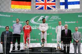 The podium (L to R): Sebastian Vettel (GER) Ferrari, second; Lewis Hamilton (GBR) Mercedes AMG F1, race winner; Valtteri Bottas (FIN) Williams, third. 12.06.2016. Formula 1 World Championship, Rd 7, Canadian Grand Prix, Montreal, Canada, Race Day.