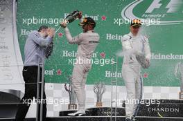 Race winner Lewis Hamilton (GBR) Mercedes AMG F1 celebrates on the podium. 12.06.2016. Formula 1 World Championship, Rd 7, Canadian Grand Prix, Montreal, Canada, Race Day.