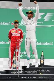 Race winner Lewis Hamilton (GBR) Mercedes AMG F1 celebrates on the podium. 12.06.2016. Formula 1 World Championship, Rd 7, Canadian Grand Prix, Montreal, Canada, Race Day.