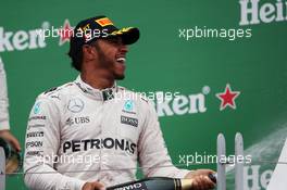 Race winner Lewis Hamilton (GBR) Mercedes AMG F1 celebrates on the podium. 12.06.2016. Formula 1 World Championship, Rd 7, Canadian Grand Prix, Montreal, Canada, Race Day.