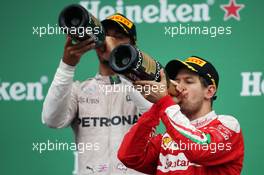 Sebastian Vettel (GER) Ferrari celebrates his second position on the podium. 12.06.2016. Formula 1 World Championship, Rd 7, Canadian Grand Prix, Montreal, Canada, Race Day.