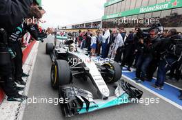 Race winner Lewis Hamilton (GBR) Mercedes AMG F1 W07 Hybrid enters parc ferme. 12.06.2016. Formula 1 World Championship, Rd 7, Canadian Grand Prix, Montreal, Canada, Race Day.