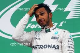 Race winner Lewis Hamilton (GBR) Mercedes AMG F1 celebrates on the podium. 12.06.2016. Formula 1 World Championship, Rd 7, Canadian Grand Prix, Montreal, Canada, Race Day.