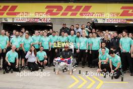 Race winner Lewis Hamilton (GBR) Mercedes AMG F1 celebrates with the team. 12.06.2016. Formula 1 World Championship, Rd 7, Canadian Grand Prix, Montreal, Canada, Race Day.