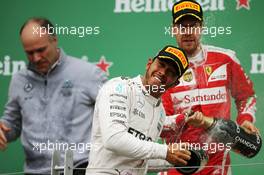 Race winner Lewis Hamilton (GBR) Mercedes AMG F1 celebrates on the podium. 12.06.2016. Formula 1 World Championship, Rd 7, Canadian Grand Prix, Montreal, Canada, Race Day.