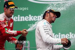 Race winner Lewis Hamilton (GBR) Mercedes AMG F1 celebrates on the podium. 12.06.2016. Formula 1 World Championship, Rd 7, Canadian Grand Prix, Montreal, Canada, Race Day.