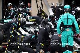 Nico Rosberg (GER) Mercedes AMG F1 W07 Hybrid makes a pit stop. 12.06.2016. Formula 1 World Championship, Rd 7, Canadian Grand Prix, Montreal, Canada, Race Day.