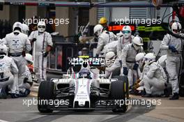 Valtteri Bottas (FIN) Williams FW38 makes a pit stop. 12.06.2016. Formula 1 World Championship, Rd 7, Canadian Grand Prix, Montreal, Canada, Race Day.