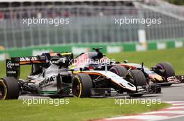 Sergio Perez (MEX) Sahara Force India F1 VJM09 and Daniil Kvyat (RUS) Scuderia Toro Rosso STR11 battle for position. 12.06.2016. Formula 1 World Championship, Rd 7, Canadian Grand Prix, Montreal, Canada, Race Day.