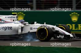 Valtteri Bottas (FIN) Williams FW38 locks up under braking. 12.06.2016. Formula 1 World Championship, Rd 7, Canadian Grand Prix, Montreal, Canada, Race Day.