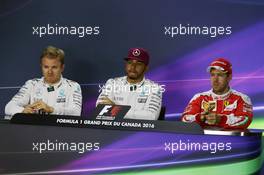 The FIA Press Conference (L to R): Nico Rosberg (GER) Mercedes AMG F1; Lewis Hamilton (GBR) Mercedes AMG F1; Sebastian Vettel (GER) Ferrari. 11.06.2016. Formula 1 World Championship, Rd 7, Canadian Grand Prix, Montreal, Canada, Qualifying Day.