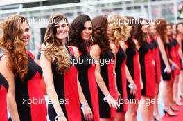 Grid girls on the drivers parade. 12.06.2016. Formula 1 World Championship, Rd 7, Canadian Grand Prix, Montreal, Canada, Race Day.