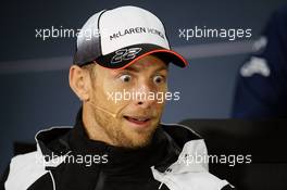 Jenson Button (GBR) McLaren in the FIA Press Conference. 09.06.2016. Formula 1 World Championship, Rd 7, Canadian Grand Prix, Montreal, Canada, Preparation Day.